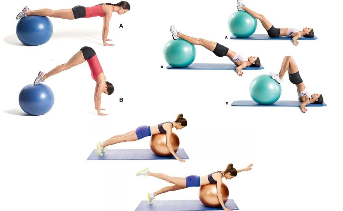 Effective exercises to prevent osteochondrosis of the spine on a fitball